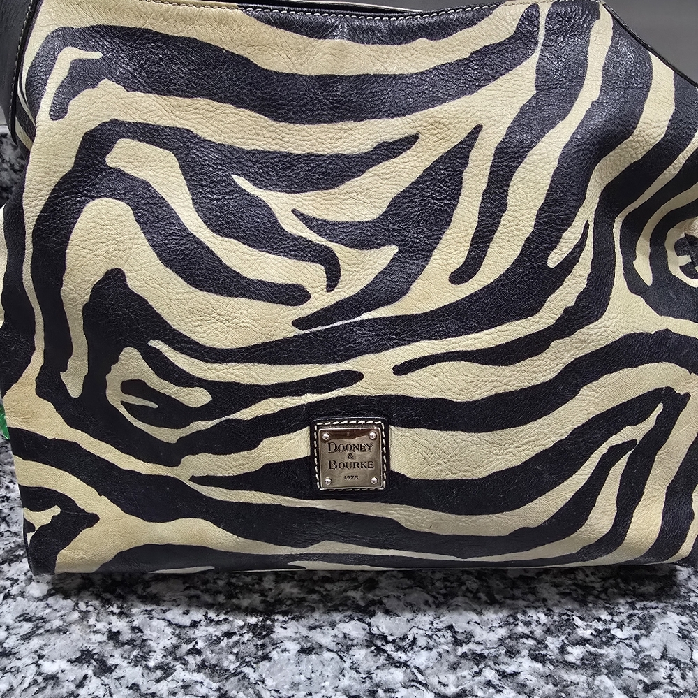 Rare Dooney & Bourke Black and Cream Zebra Print Bag